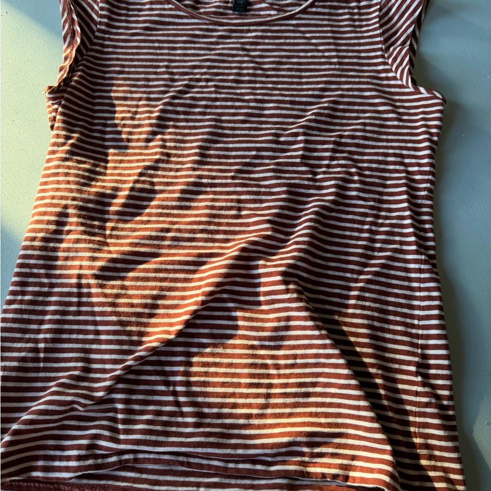 Striped Brown and White Sleeveless Top